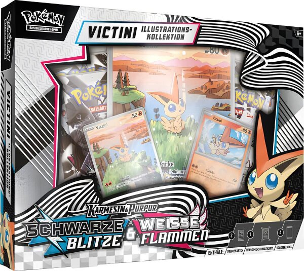 Pokemon WeiÃŸe Flammen & Schwarze Blitze Victini Illustration Kollektion
